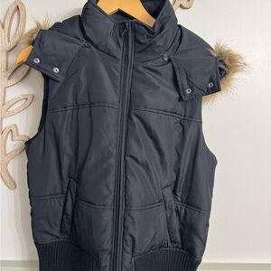 Express Black Vest with Faux Fur Detail